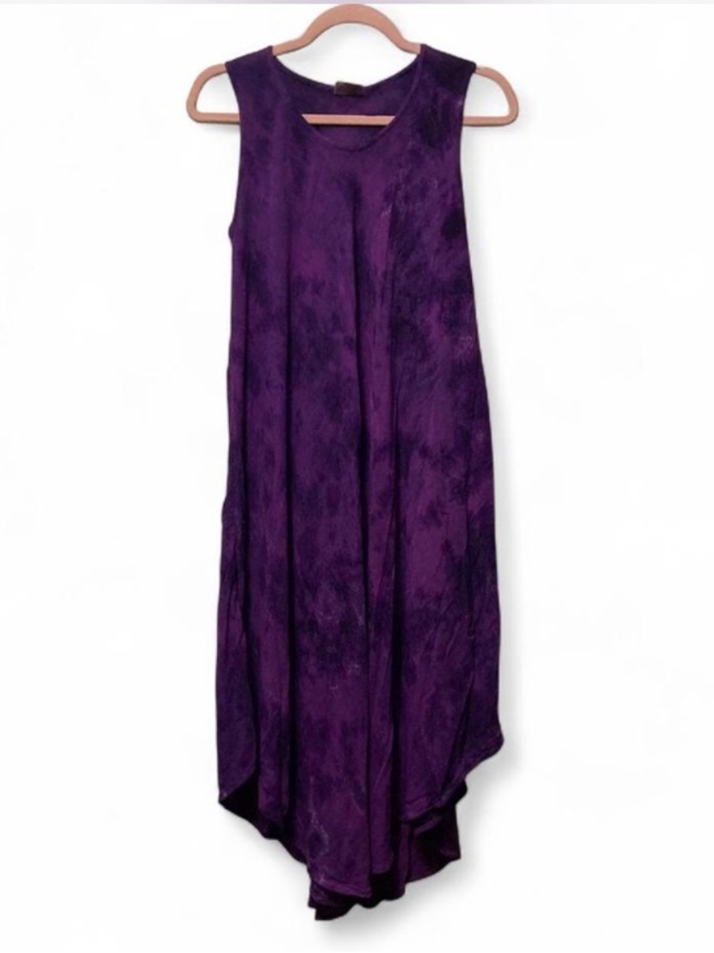 100% Rayon Tie Dye Sleeveless Purple Maxi Dress